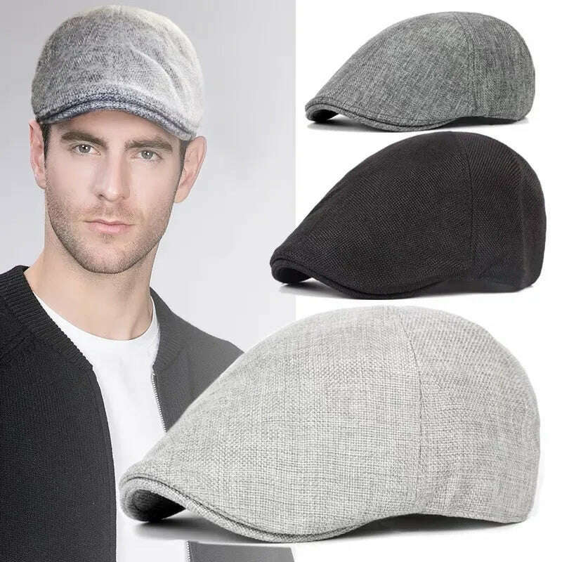 KIMLUD, New Men Berets Spring Autumn Winter British Style Newsboy Beret Hat Retro England Hats Male Hats Peaked Painter Caps for Dad, KIMLUD Womens Clothes