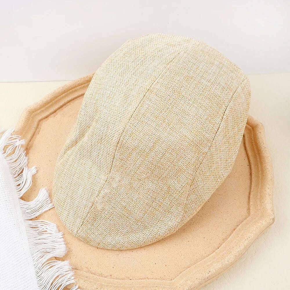 KIMLUD, New Men Berets Spring Autumn Winter British Style Newsboy Beret Hat Retro England Hats Male Hats Peaked Painter Caps for Dad, khaki, KIMLUD Womens Clothes