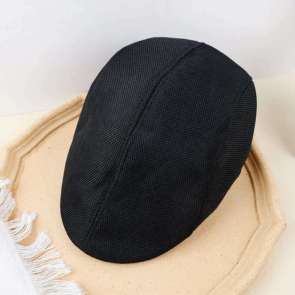 KIMLUD, New Men Berets Spring Autumn Winter British Style Newsboy Beret Hat Retro England Hats Male Hats Peaked Painter Caps for Dad, black, KIMLUD Womens Clothes