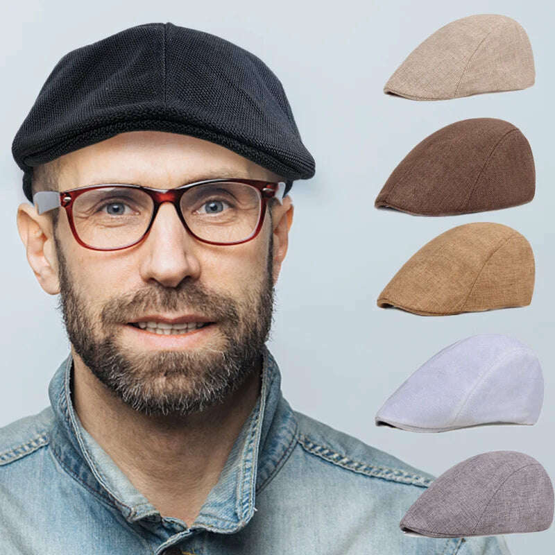 New Men Berets Spring Autumn Winter British Style Newsboy Beret Hat Retro England Hats Male Hats Peaked Painter Caps for Dad - KIMLUD