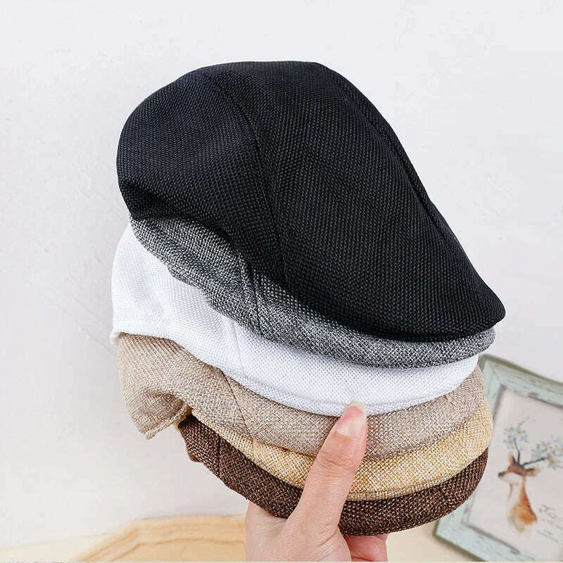 KIMLUD, New Men Berets Spring Autumn Winter British Style Newsboy Beret Hat Retro England Hats Male Hats Peaked Painter Caps for Dad, KIMLUD Womens Clothes