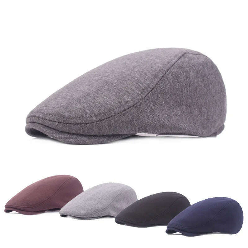 KIMLUD, New Men Berets Spring Autumn Winter British Style Newsboy Beret Hat Retro England Hats Male Hats Peaked Painter Caps for Dad, KIMLUD Womens Clothes