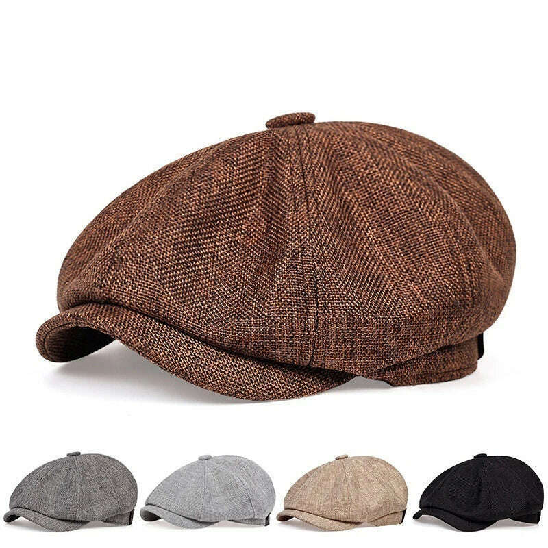 New Men Casual Newsboy Hat Spring Summer thin retro beret Hat wild casual Hats unisex octagonal Cap Fashion Hip Hop Caps gorras - KIMLUD