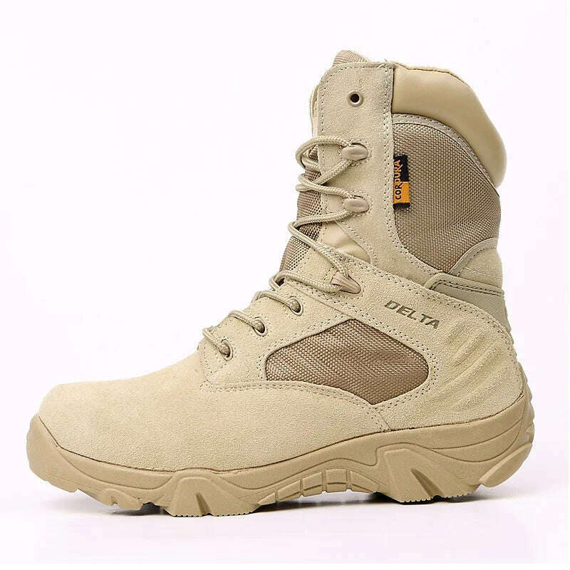 KIMLUD, New Men&#39;s Military Boots Special Forces Tactical Desert Combat Boots Lace-up Army Boots Winter Ankle Boots Men Plus Size 39-47, sand / 6, KIMLUD Womens Clothes