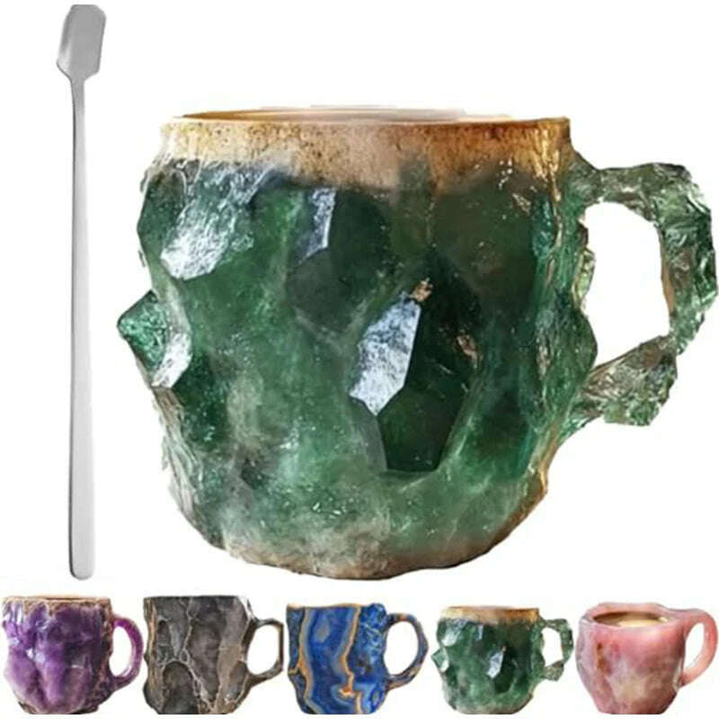 KIMLUD, New Mineral Crystal Coffee Mugs Elegant Luxury Mineral Large Capacity Drinkware Tea Cup Ware Resin Gift Household Necessities, KIMLUD Womens Clothes