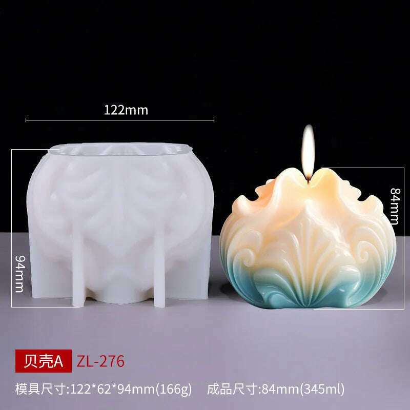 KIMLUD, New Ocean Shell Coral Candle Silicone Mold Handmade Aromatherapy Candle Decoration Coral Flower Shell Cake Soap Epoxy Resin Mold, A mold  as show, KIMLUD APPAREL - Womens Clothes