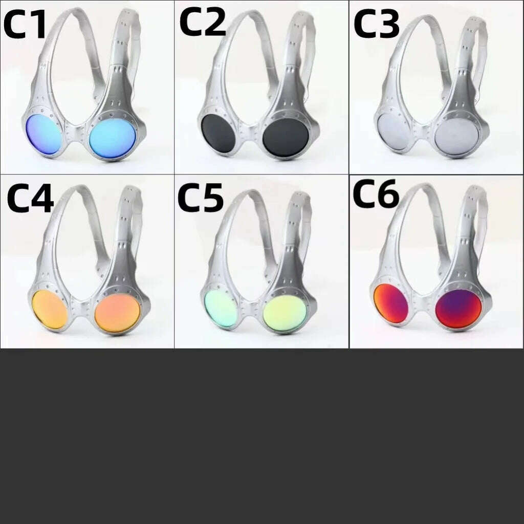 KIMLUD, New Opposite Sex Circular Men's And Women's Technological Sunglasses Trend Men's Y2K Ppersonalized Driving Mirror Alien Goggles, KIMLUD Womens Clothes
