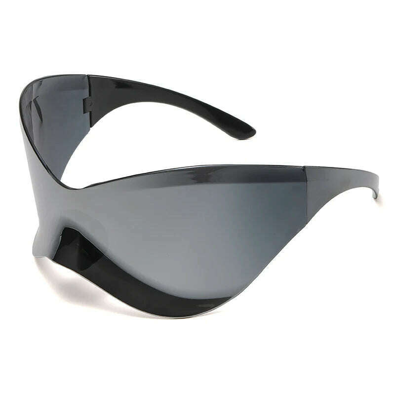 New Oversized Y2K Punk Rimless Sunglasses Women Men Brand Designer Hip Hop Sport One Piece Sun Glasses Shades Goggles - KIMLUD
