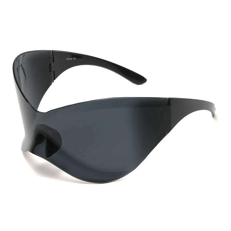 New Oversized Y2K Punk Rimless Sunglasses Women Men Brand Designer Hip Hop Sport One Piece Sun Glasses Shades Goggles - KIMLUD
