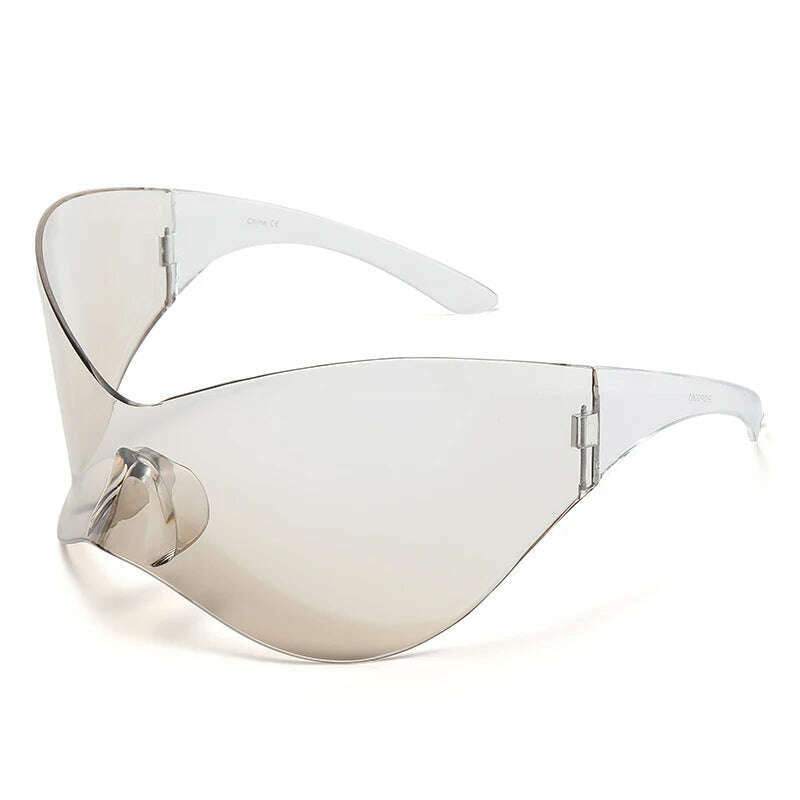 New Oversized Y2K Punk Rimless Sunglasses Women Men Brand Designer Hip Hop Sport One Piece Sun Glasses Shades Goggles - KIMLUD