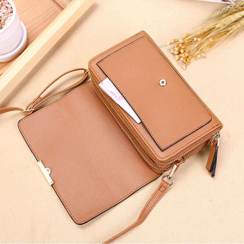 KIMLUD, New Pu Leather Women Handbags Female Multifunctional Large Capacity Shoulder Bags Fashion Crossbody Bags For Ladies Phone Purse, KIMLUD Womens Clothes