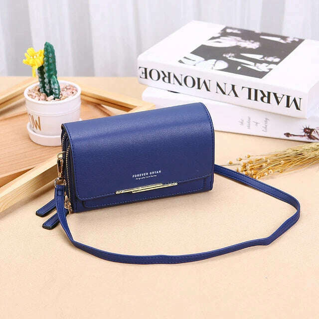 KIMLUD, New Pu Leather Women Handbags Female Multifunctional Large Capacity Shoulder Bags Fashion Crossbody Bags For Ladies Phone Purse, Style 1-Dark blue, KIMLUD Womens Clothes