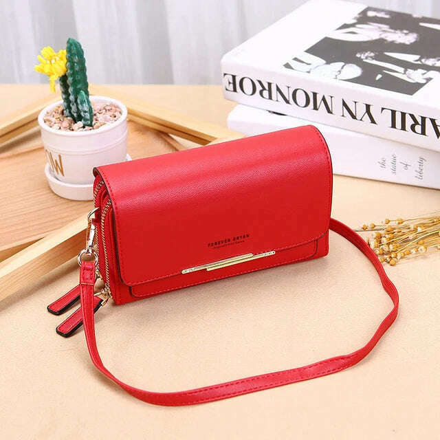 KIMLUD, New Pu Leather Women Handbags Female Multifunctional Large Capacity Shoulder Bags Fashion Crossbody Bags For Ladies Phone Purse, Style 1-Red, KIMLUD Women's Clothes