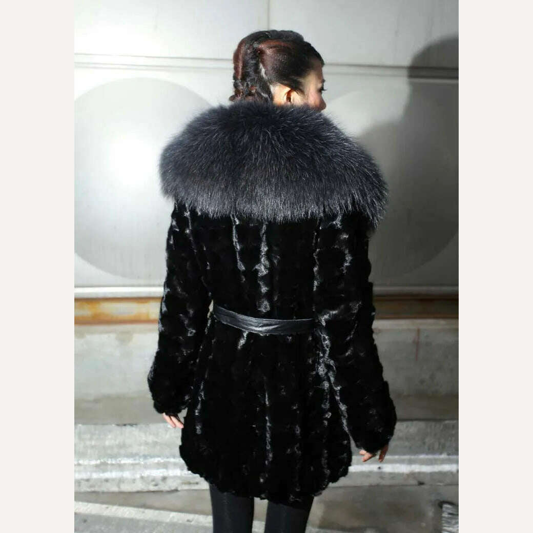 KIMLUD, New real natural genuine Mink Fur coat with big big raccoon fur Collar Women super-luxury fashion  jacket Winter custom any Size, KIMLUD Women's Clothes