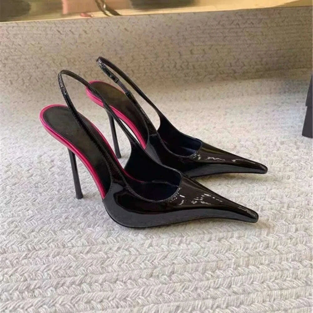 New Sexy Pointed Toe High Heeled Shoes for Woman's Thin Heels Slip-On Summer Pumps Luxury Lady Black Wedding Party Sandal