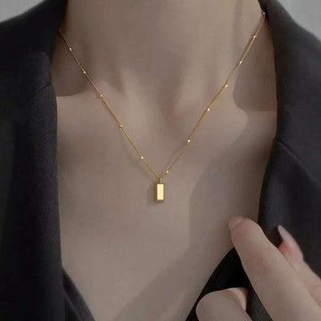 KIMLUD, New Simple Small Golden Nugget Metal Texture Pendant Necklace for Women Fashionable Daily Accessory Party Jewelry Birthday Gifts, KIMLUD Womens Clothes