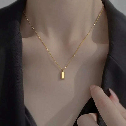 KIMLUD, New Simple Small Golden Nugget Metal Texture Pendant Necklace for Women Fashionable Daily Accessory Party Jewelry Birthday Gifts, KIMLUD Womens Clothes