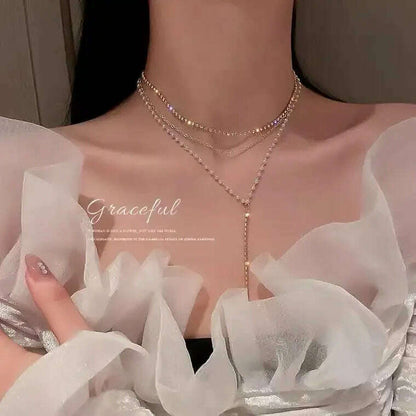 KIMLUD, New Simple Small Golden Nugget Metal Texture Pendant Necklace for Women Fashionable Daily Accessory Party Jewelry Birthday Gifts, KIMLUD Womens Clothes