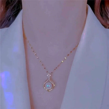 KIMLUD, New Simple Small Golden Nugget Metal Texture Pendant Necklace for Women Fashionable Daily Accessory Party Jewelry Birthday Gifts, KIMLUD Womens Clothes