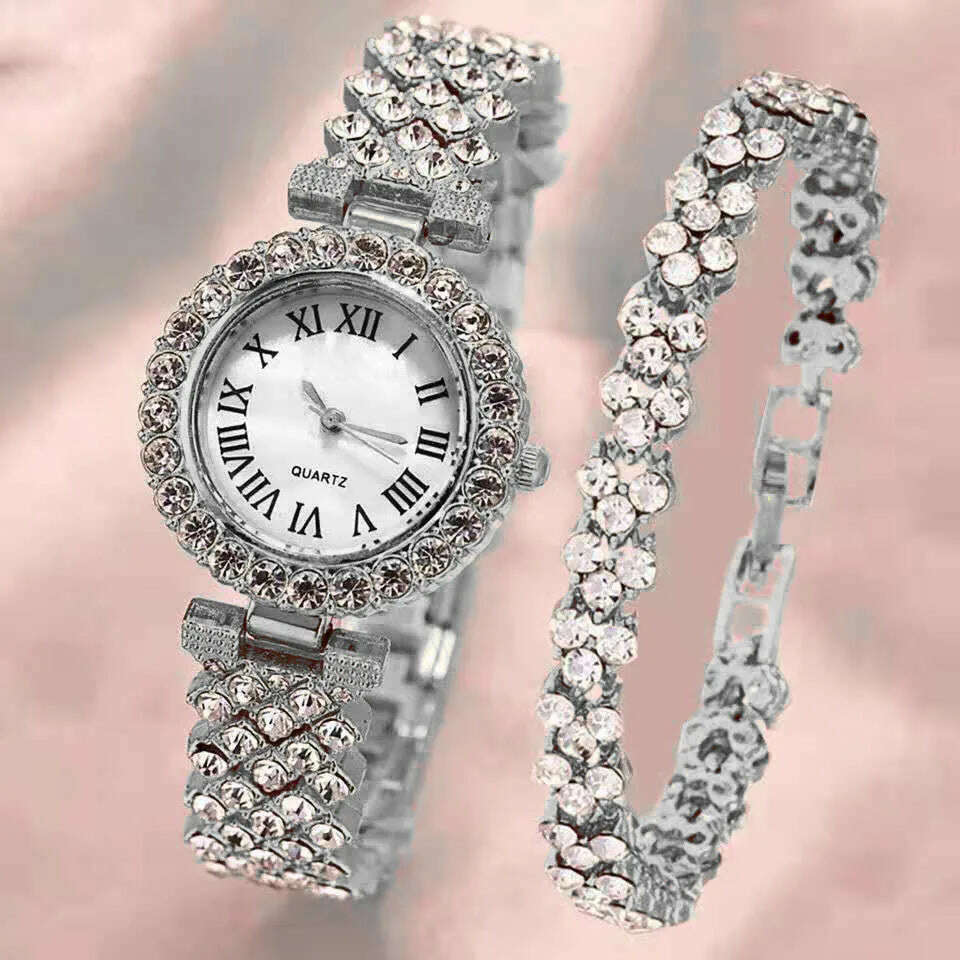 KIMLUD, New stock! ! Women Bracelet Watches Steel belt Love Steel belt Rhinestone Quartz Wrist Watch Luxury Fashion Watch for women, Silver  Bracelet, KIMLUD Women's Clothes