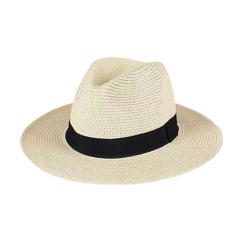 KIMLUD, New Summer unisex Ribbon sun hat casual vacation Panama Topper hat straw hat women Beach jazz men hats Foldable Chapeau, 7 / One Size, KIMLUD Womens Clothes