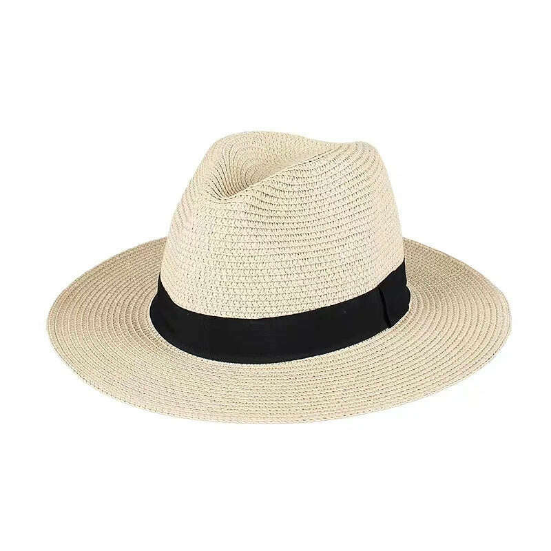 KIMLUD, New Summer unisex Ribbon sun hat casual vacation Panama Topper hat straw hat women Beach jazz men hats Foldable Chapeau, 7 / One Size, KIMLUD APPAREL - Womens Clothes