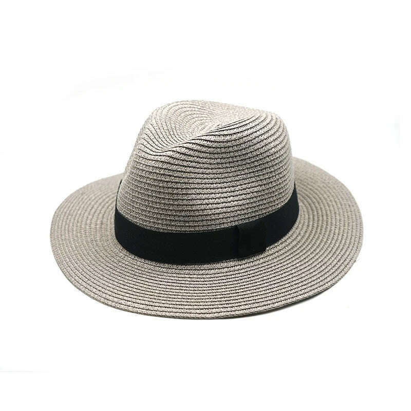 New Summer unisex Ribbon sun hat casual vacation Panama Topper hat straw hat women Beach jazz men hats Foldable Chapeau, 3 / One Size, KIMLUD Women's Clothes