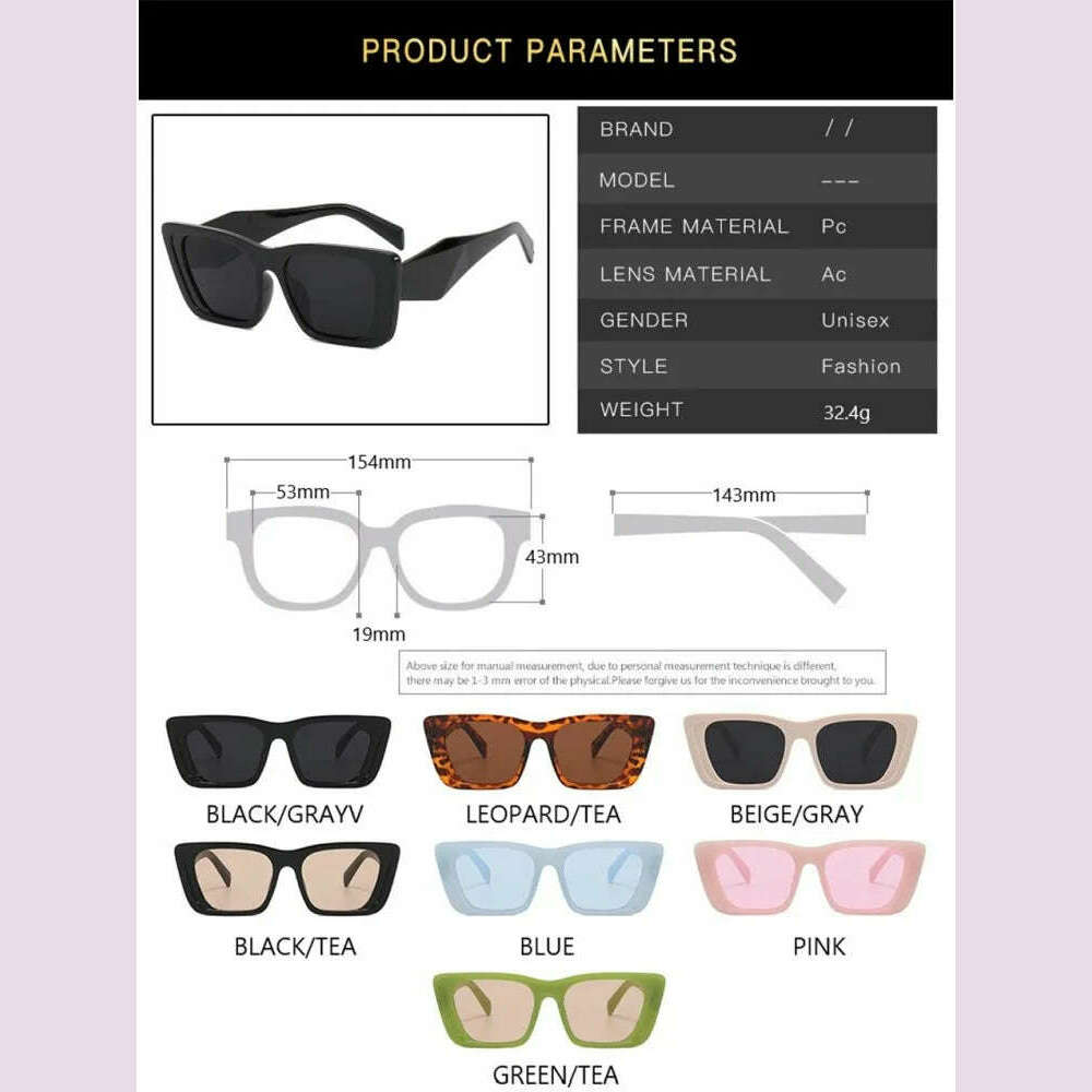 New Trend Sunglasses Women Luxury Brand Vintage Square Sun Glasses Fashion Retro Ladies Cat Eye Eyewear Eyeglasses oculos de sol - KIMLUD