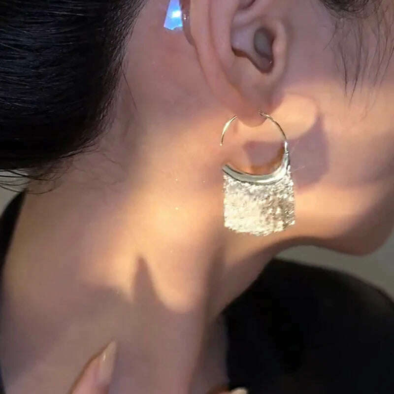 KIMLUD, New Version 925 Silver Dense Snake Bone Tassel Earrings Women's Simple Golden Silver Color Earrings Party Jewelry Beautiful Gift, KIMLUD Womens Clothes