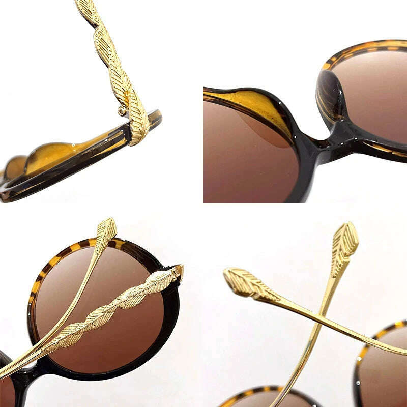 New Vintage Round Frame Sunglasses Gradient Colorful Trendy Fashion Women Female Eyewear Brand Designer Shades for Ladies - KIMLUD