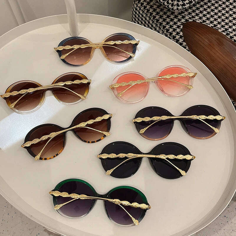New Vintage Round Frame Sunglasses Gradient Colorful Trendy Fashion Women Female Eyewear Brand Designer Shades for Ladies - KIMLUD