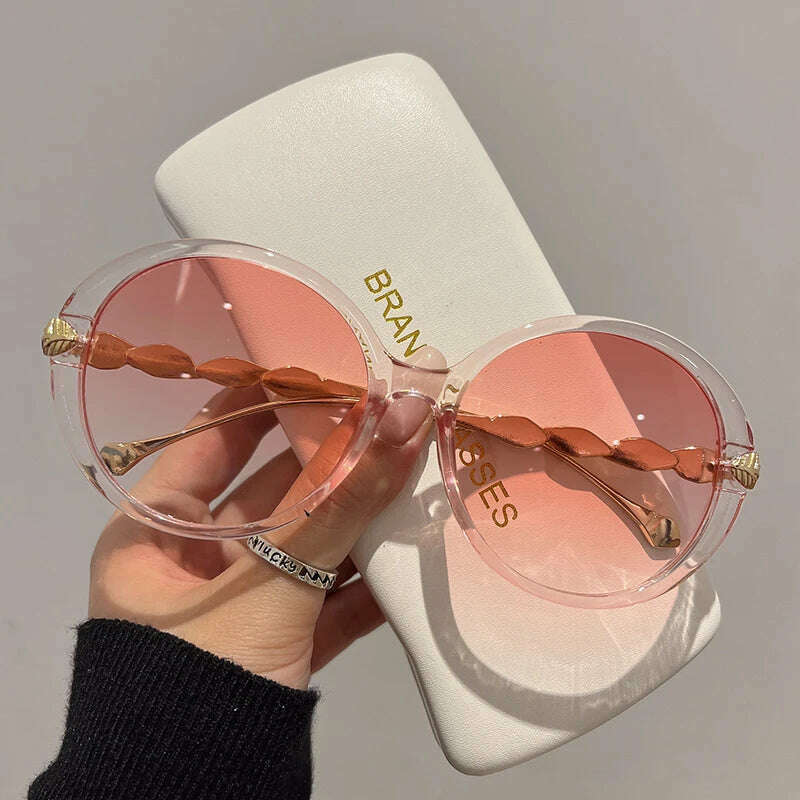 New Vintage Round Frame Sunglasses Gradient Colorful Trendy Fashion Women Female Eyewear Brand Designer Shades for Ladies - KIMLUD