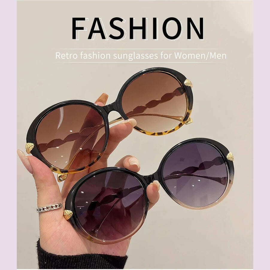 New Vintage Round Frame Sunglasses Gradient Colorful Trendy Fashion Women Female Eyewear Brand Designer Shades for Ladies - KIMLUD