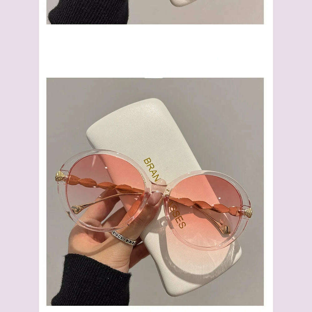 New Vintage Round Frame Sunglasses Gradient Colorful Trendy Fashion Women Female Eyewear Brand Designer Shades for Ladies - KIMLUD