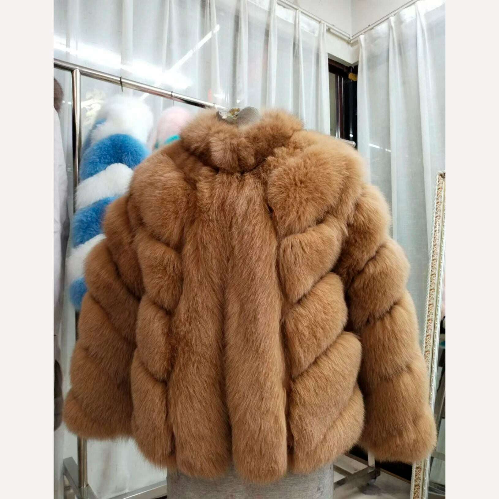 KIMLUD, New Winter Women Real Fox Fur Coat Natural Fur Jacket Big Fluffy Fox Fur Outerwear Fashion Streetwear Thick Warm Full Sleeve, color 1 / S bust 95cm, KIMLUD Womens Clothes