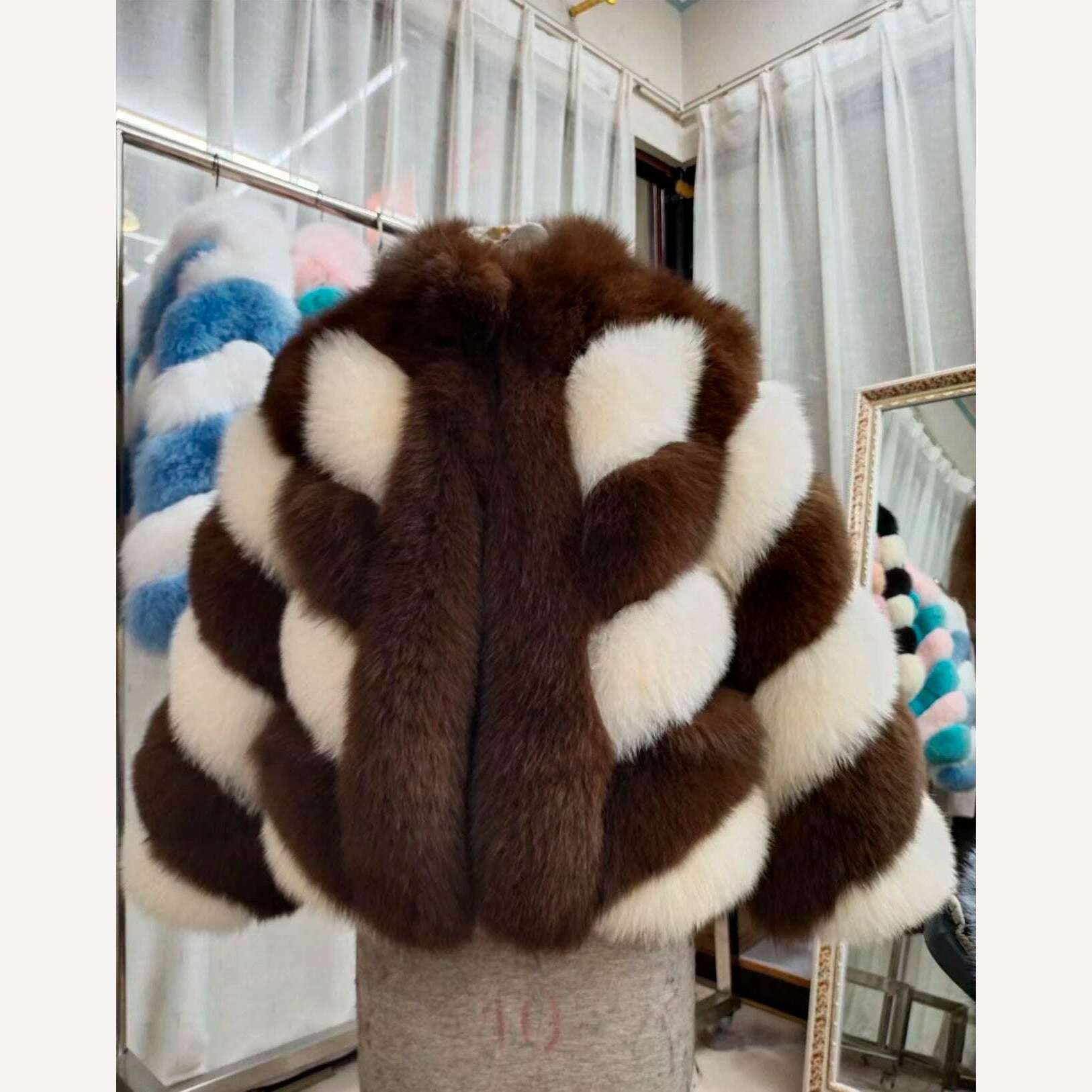 KIMLUD, New Winter Women Real Fox Fur Coat Natural Fur Jacket Big Fluffy Fox Fur Outerwear Fashion Streetwear Thick Warm Full Sleeve, color 5 / S bust 95cm, KIMLUD Womens Clothes