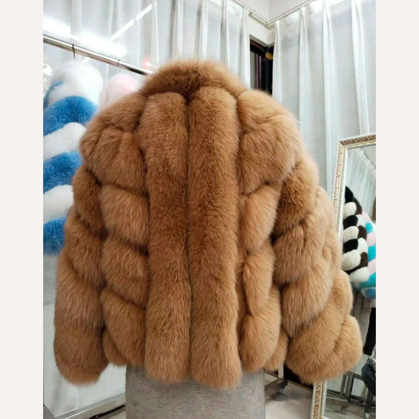 KIMLUD, New Winter Women Real Fox Fur Coat Natural Fur Jacket Big Fluffy Fox Fur Outerwear Fashion Streetwear Thick Warm Full Sleeve, KIMLUD Womens Clothes