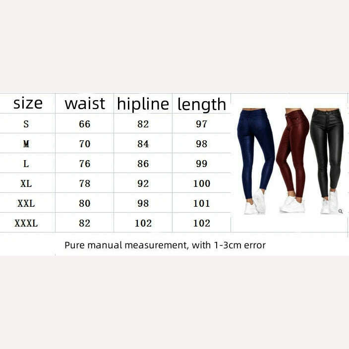 KIMLUD, New Women PU Leather Pants High Waist Skinny Push Up Leggings Elastic Trousers Spandex Jeggings Streetwear S-2XL, KIMLUD Womens Clothes