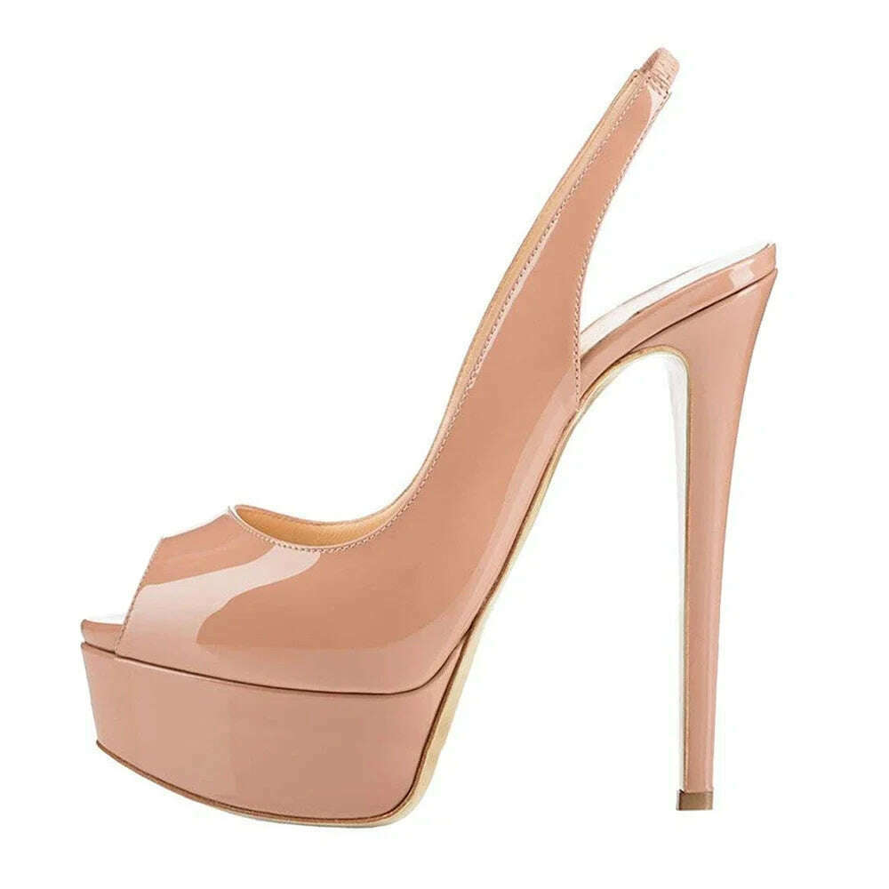 New Women Sandals 14CM Super High Heels Sexy Open Toe Platform Sandals Gladiator Party Dress Red Wedding Shoes Plus Size - KIMLUD