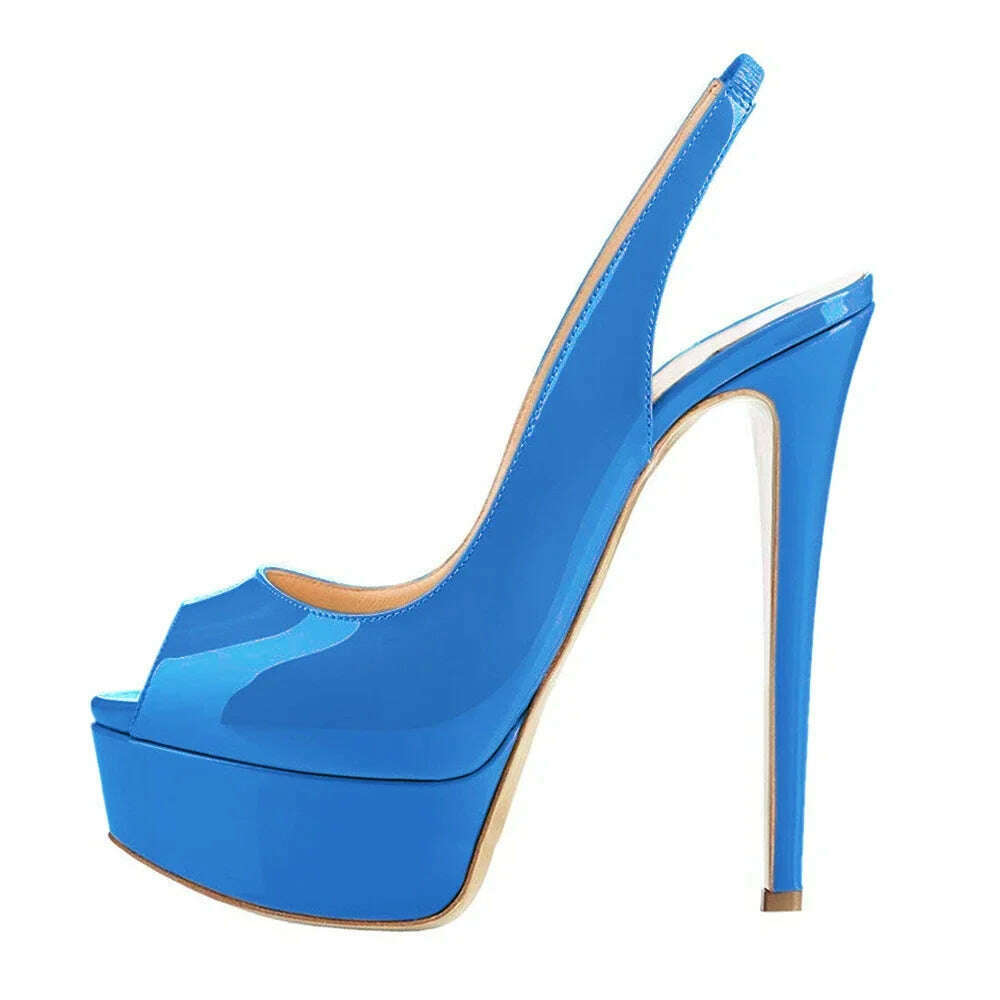 New Women Sandals 14CM Super High Heels Sexy Open Toe Platform Sandals Gladiator Party Dress Red Wedding Shoes Plus Size - KIMLUD