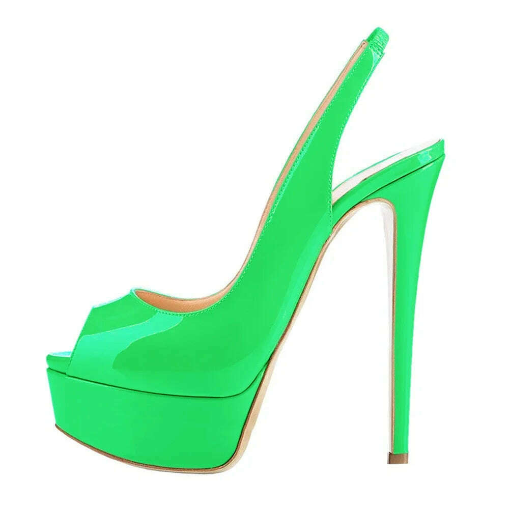 New Women Sandals 14CM Super High Heels Sexy Open Toe Platform Sandals Gladiator Party Dress Red Wedding Shoes Plus Size - KIMLUD