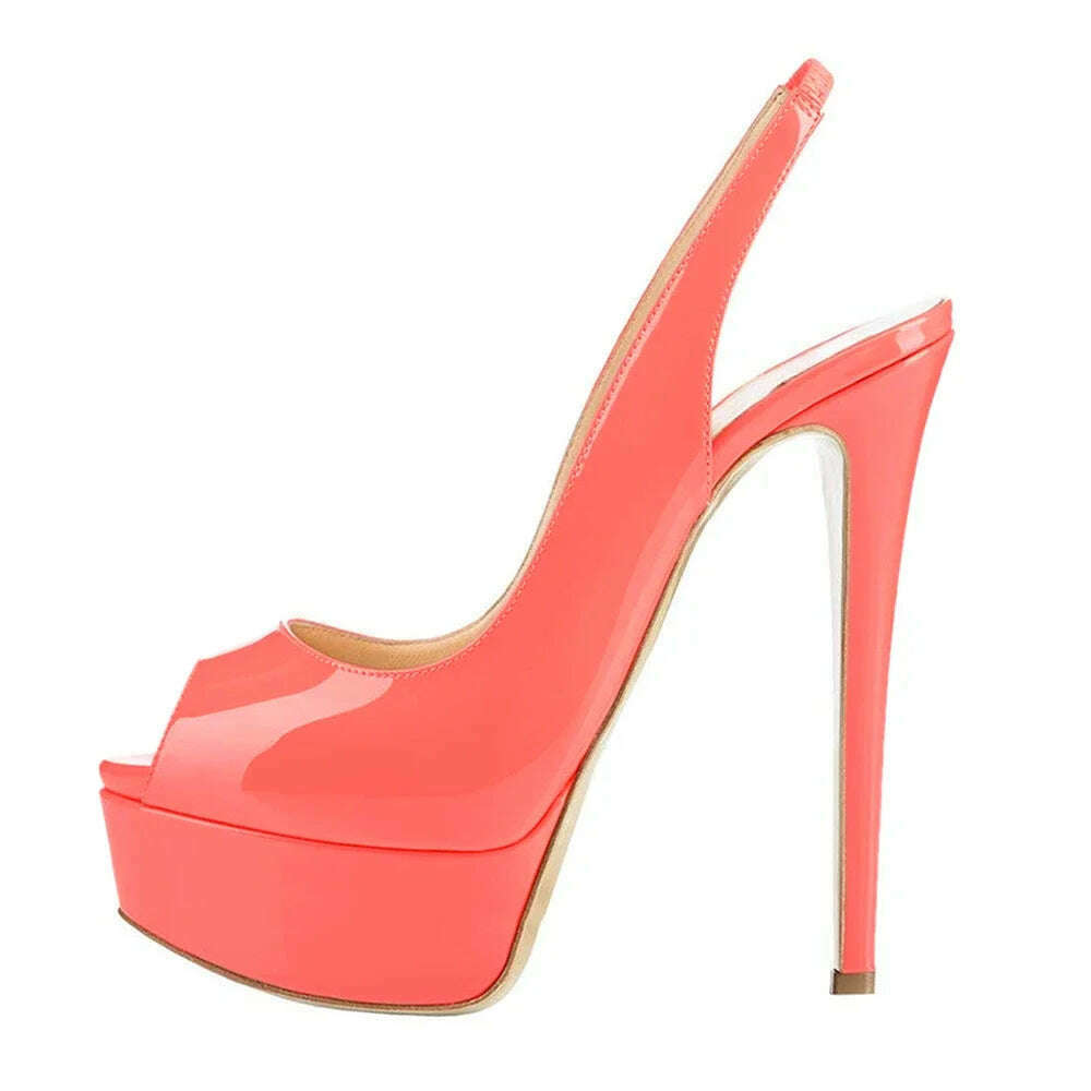 New Women Sandals 14CM Super High Heels Sexy Open Toe Platform Sandals Gladiator Party Dress Red Wedding Shoes Plus Size - KIMLUD