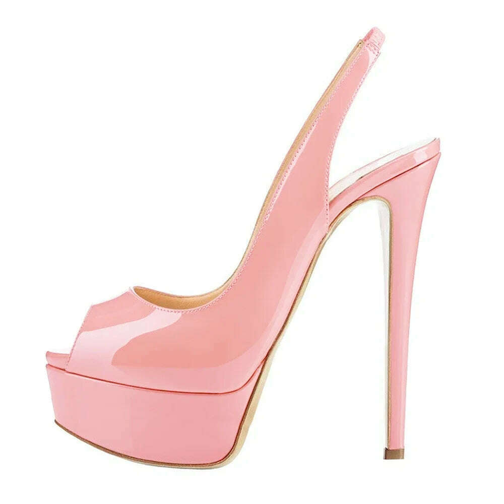 New Women Sandals 14CM Super High Heels Sexy Open Toe Platform Sandals Gladiator Party Dress Red Wedding Shoes Plus Size - KIMLUD