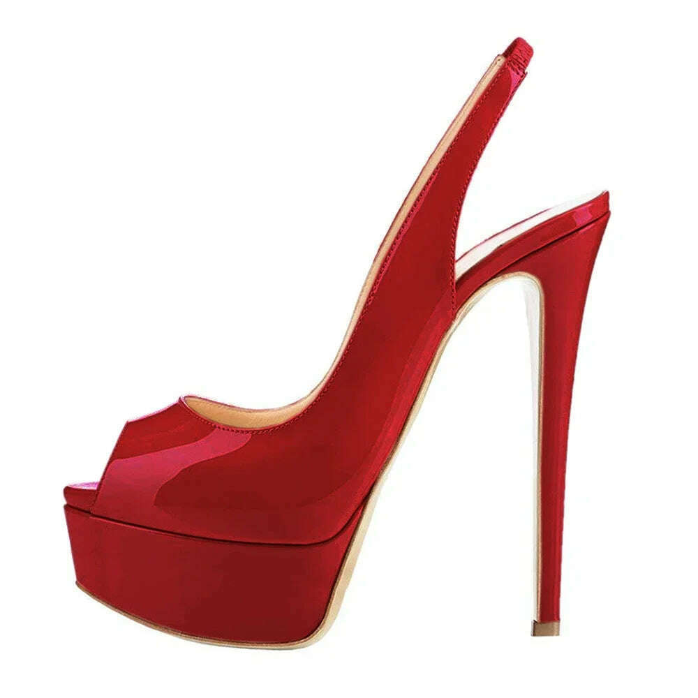 New Women Sandals 14CM Super High Heels Sexy Open Toe Platform Sandals Gladiator Party Dress Red Wedding Shoes Plus Size - KIMLUD