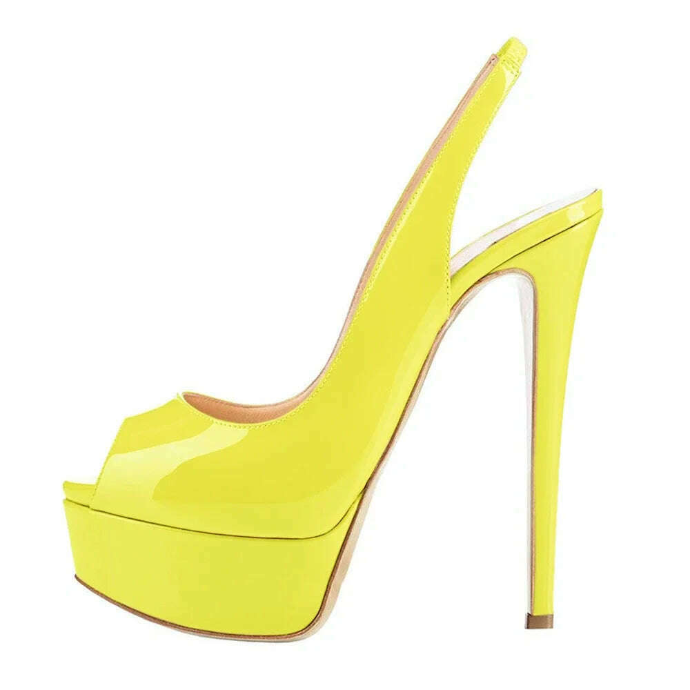 New Women Sandals 14CM Super High Heels Sexy Open Toe Platform Sandals Gladiator Party Dress Red Wedding Shoes Plus Size - KIMLUD