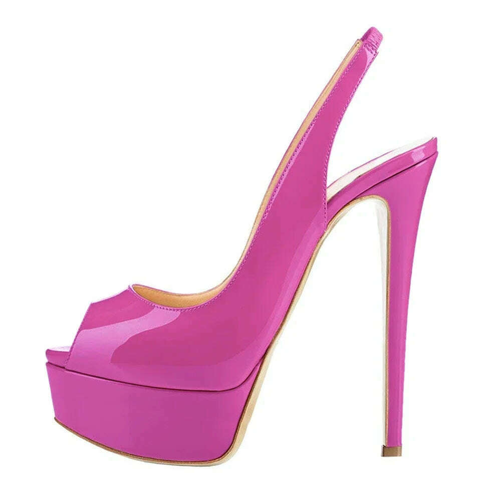 New Women Sandals 14CM Super High Heels Sexy Open Toe Platform Sandals Gladiator Party Dress Red Wedding Shoes Plus Size - KIMLUD