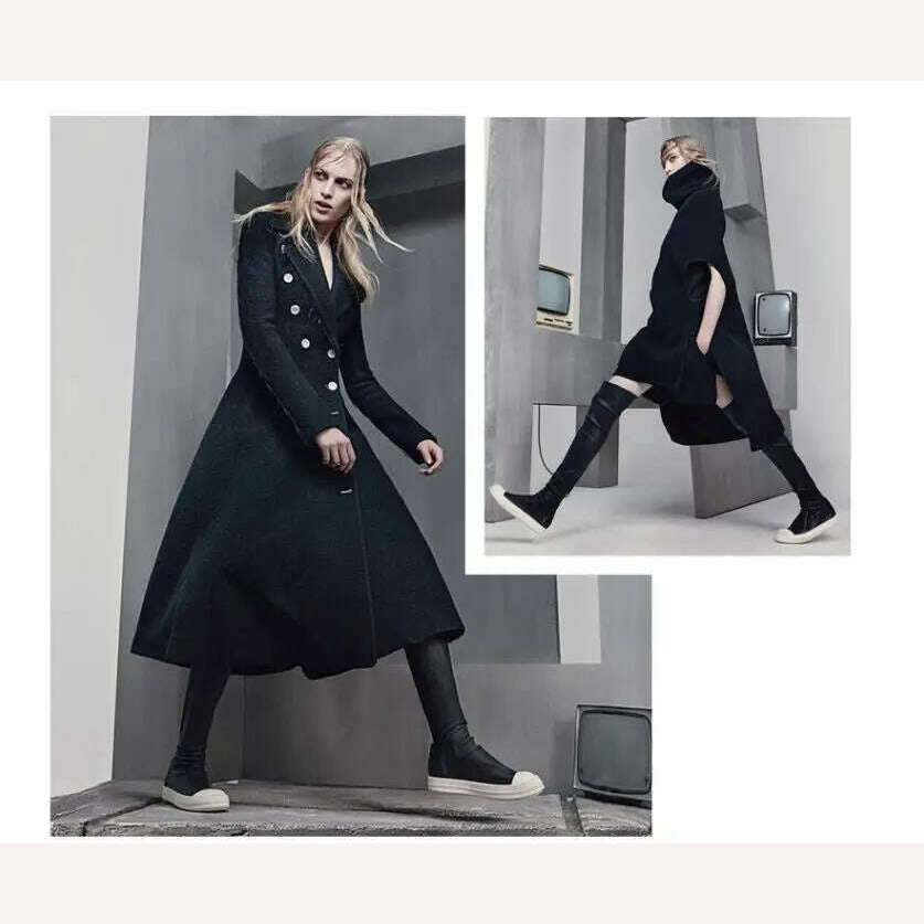 New Women Shoes Over Knee High Boots Luxury Trainers Winter Casual Brand Snow Spring Flats Shoes Black Big Size Mid-calf Boots - KIMLUD