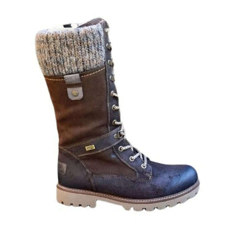 New Women&#39;s Boots Round Toe Low Heel Side Zip Mid Boots Vintage Platform Comfort Vulcanized Shoes Bota Longa Feminina - KIMLUD
