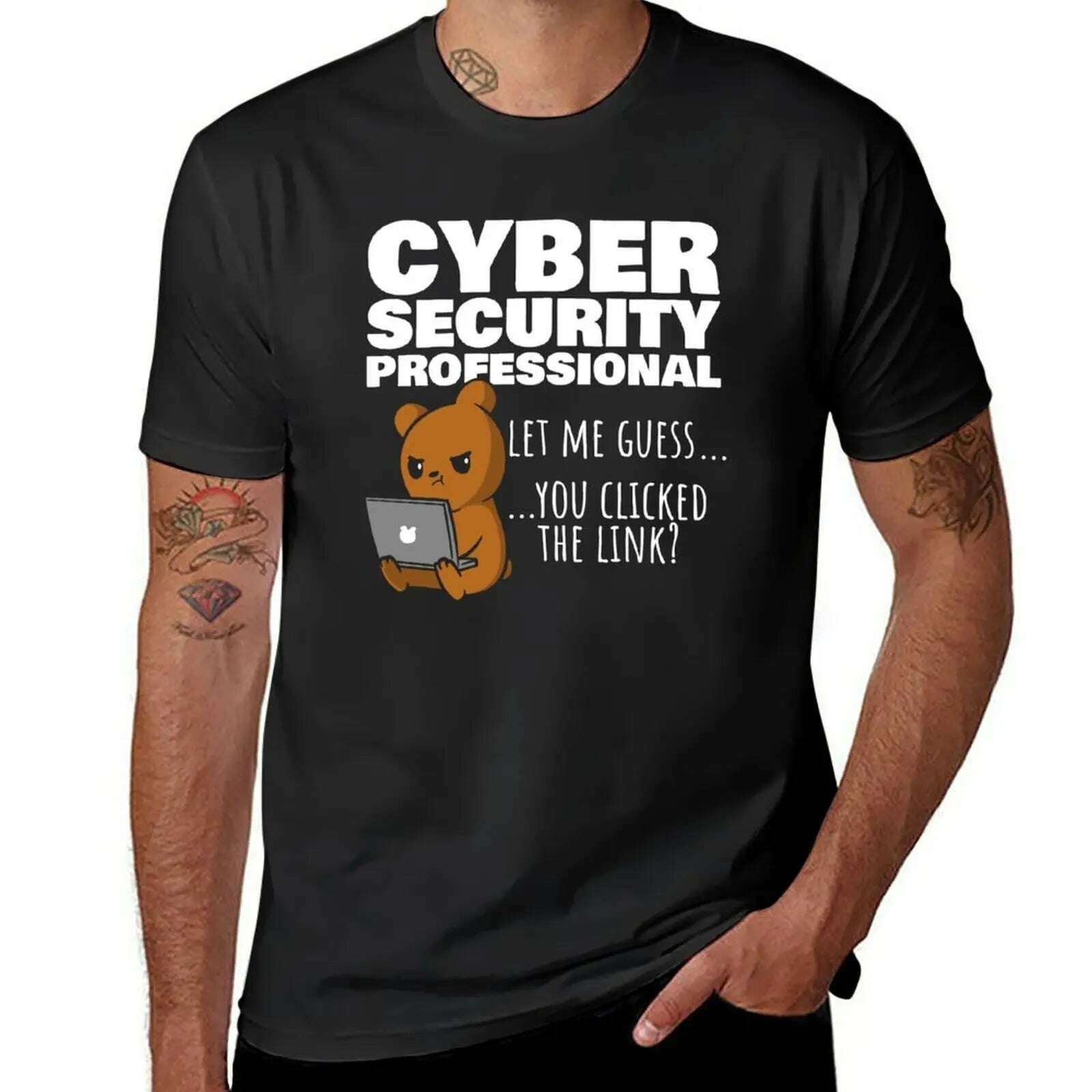 KIMLUD, New You Clicked The Link? Funny Cybersecurity Infosec T-Shirt oversized t shirts vintage t shirt kawaii clothes Men's clothing, Black / S, KIMLUD APPAREL - Womens Clothes