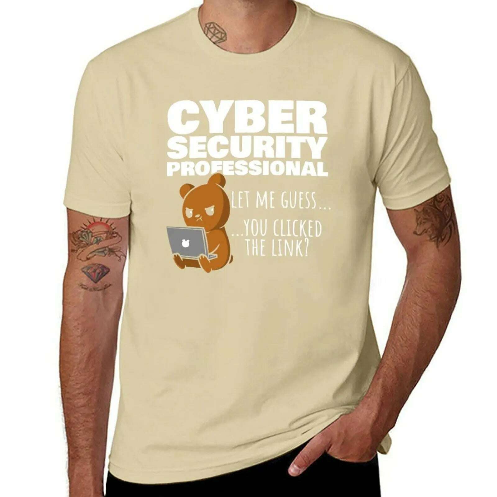 KIMLUD, New You Clicked The Link? Funny Cybersecurity Infosec T-Shirt oversized t shirts vintage t shirt kawaii clothes Men's clothing, Sand Colour / L, KIMLUD APPAREL - Womens Clothes
